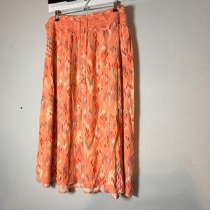 Knox Rose Boho Maxi Skirt Size XXL Orange Patterned Unlined Tassle